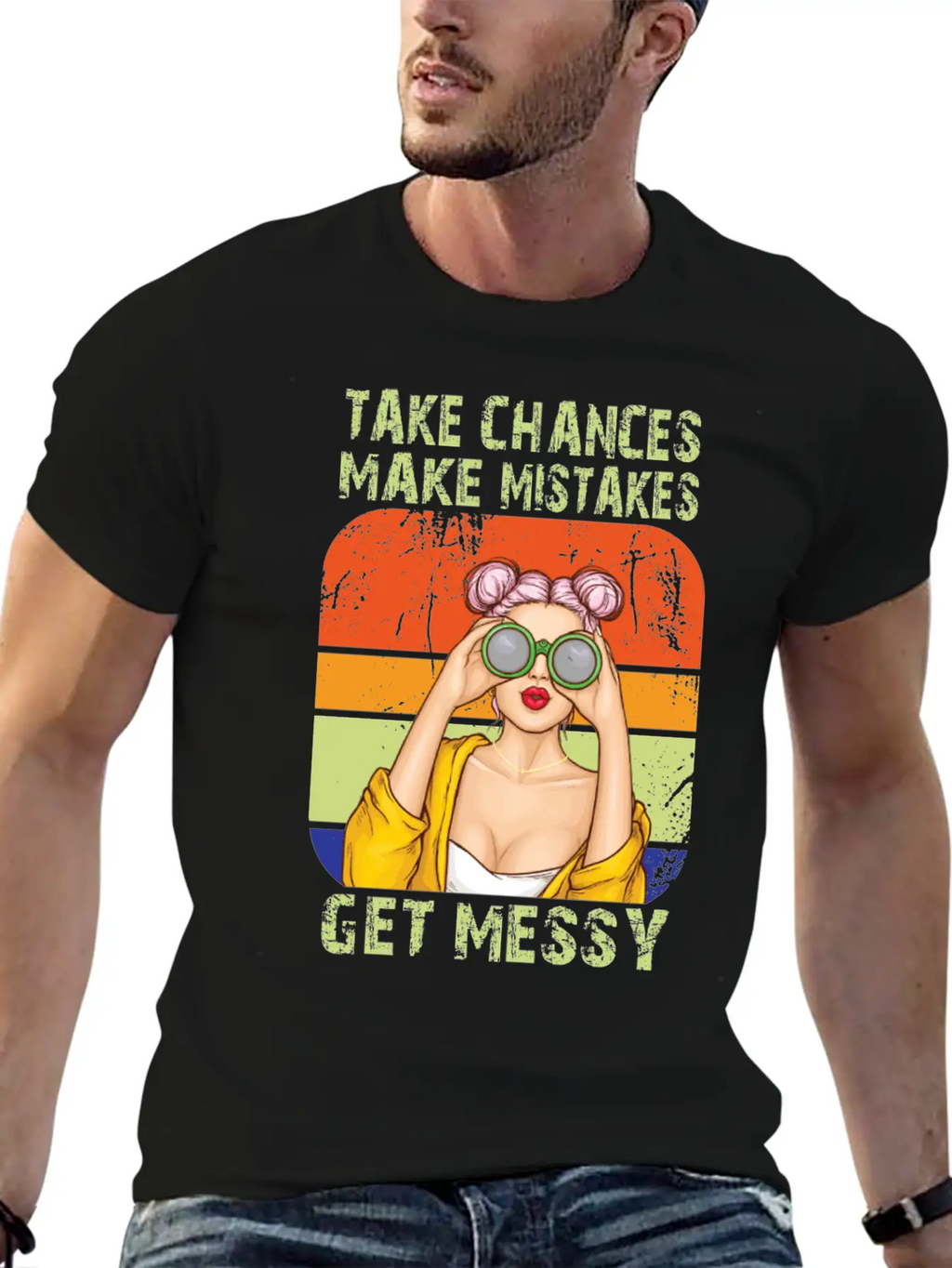 Womens Take Chances Make Mistakes Get Messy Unisex Short Sleeve Soft Cotton T-Shirt – Casual Everyday Wear