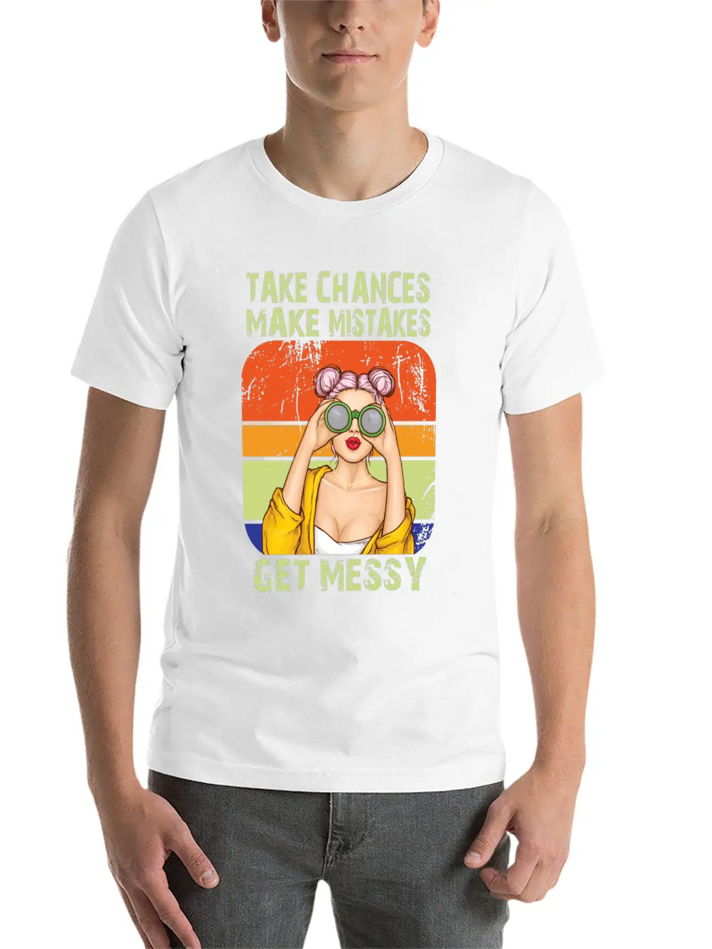 Womens Take Chances Make Mistakes Get Messy Unisex Short Sleeve Soft Cotton T-Shirt – Casual Everyday Wear