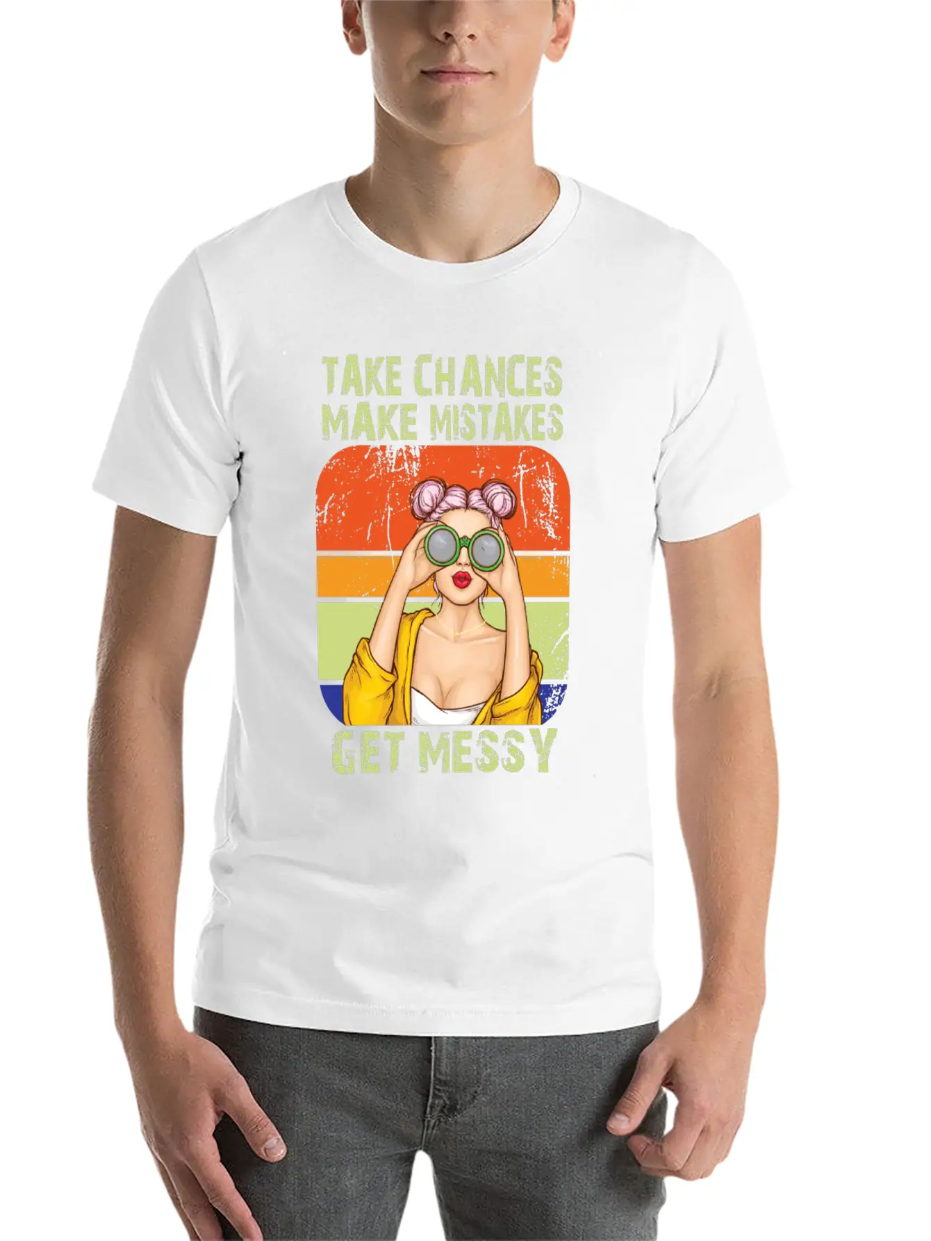 Womens Take Chances Make Mistakes Get Messy Unisex Short Sleeve Soft Cotton T-Shirt – Casual Everyday Wear