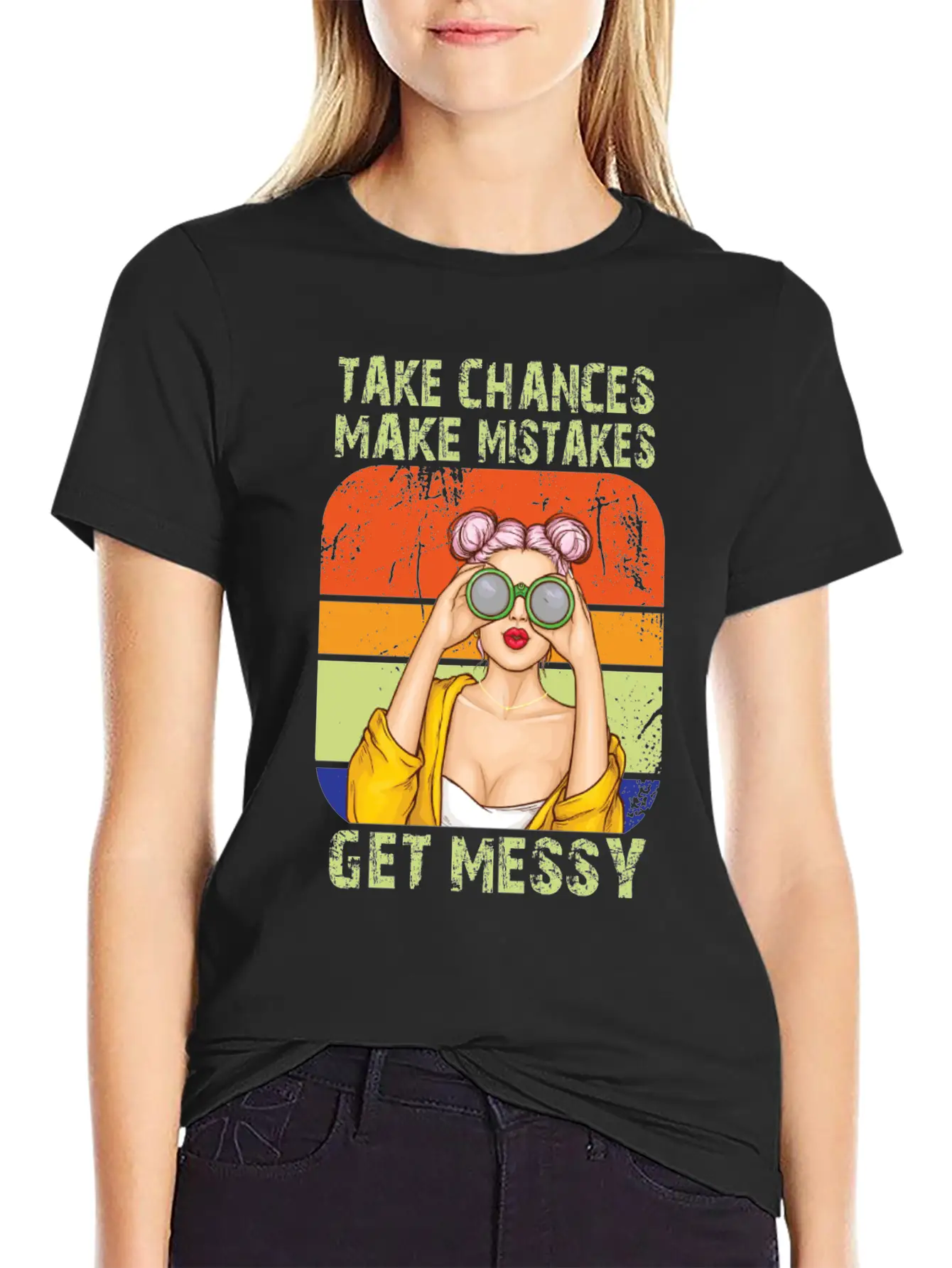 Womens Take Chances Make Mistakes Get Messy Unisex Short Sleeve Soft Cotton T-Shirt – Casual Everyday Wear