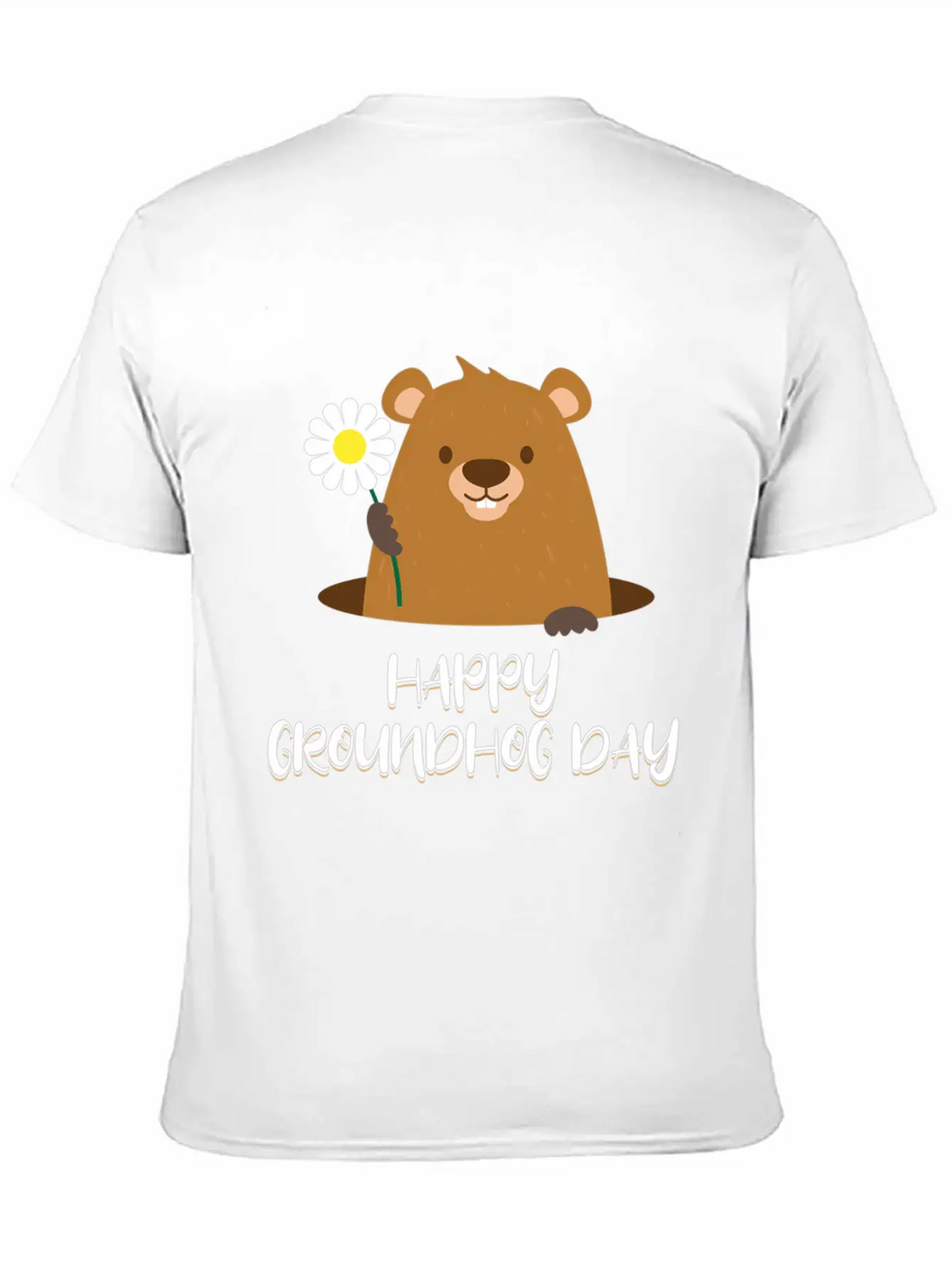 Woodchuck With Flower Happy Groundhog Day Unisex Casual T-Shirt – Clean Design For Daily Comfort