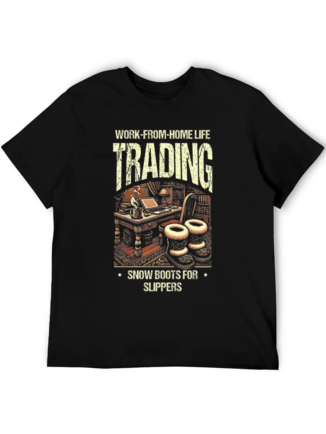 Work From Home Life Trading Snow Boot For Slippers Unisex Casual T-Shirt – Clean Design For Daily Comfort