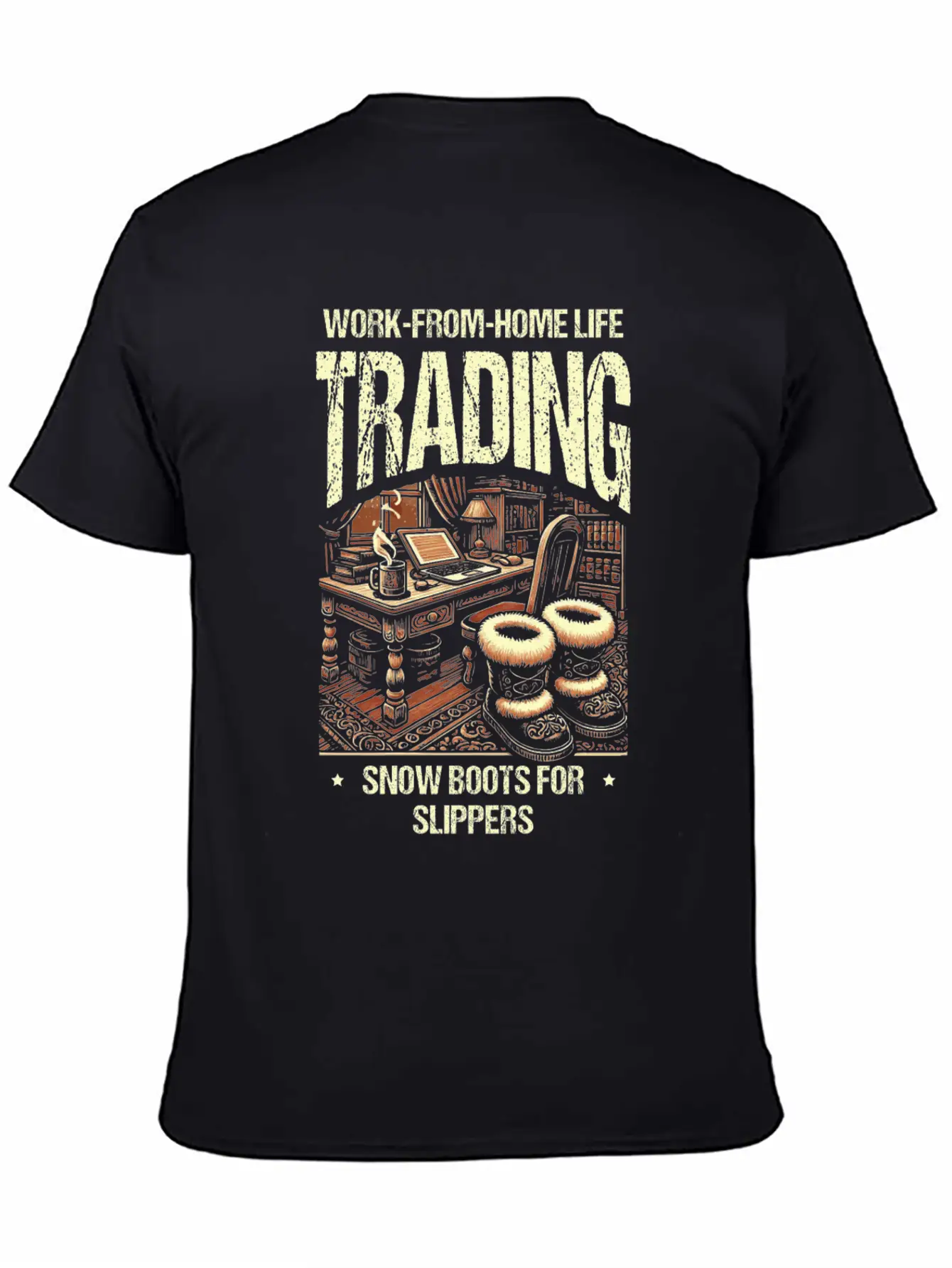 Work From Home Life Trading Snow Boot For Slippers Unisex Casual T-Shirt – Clean Design For Daily Comfort