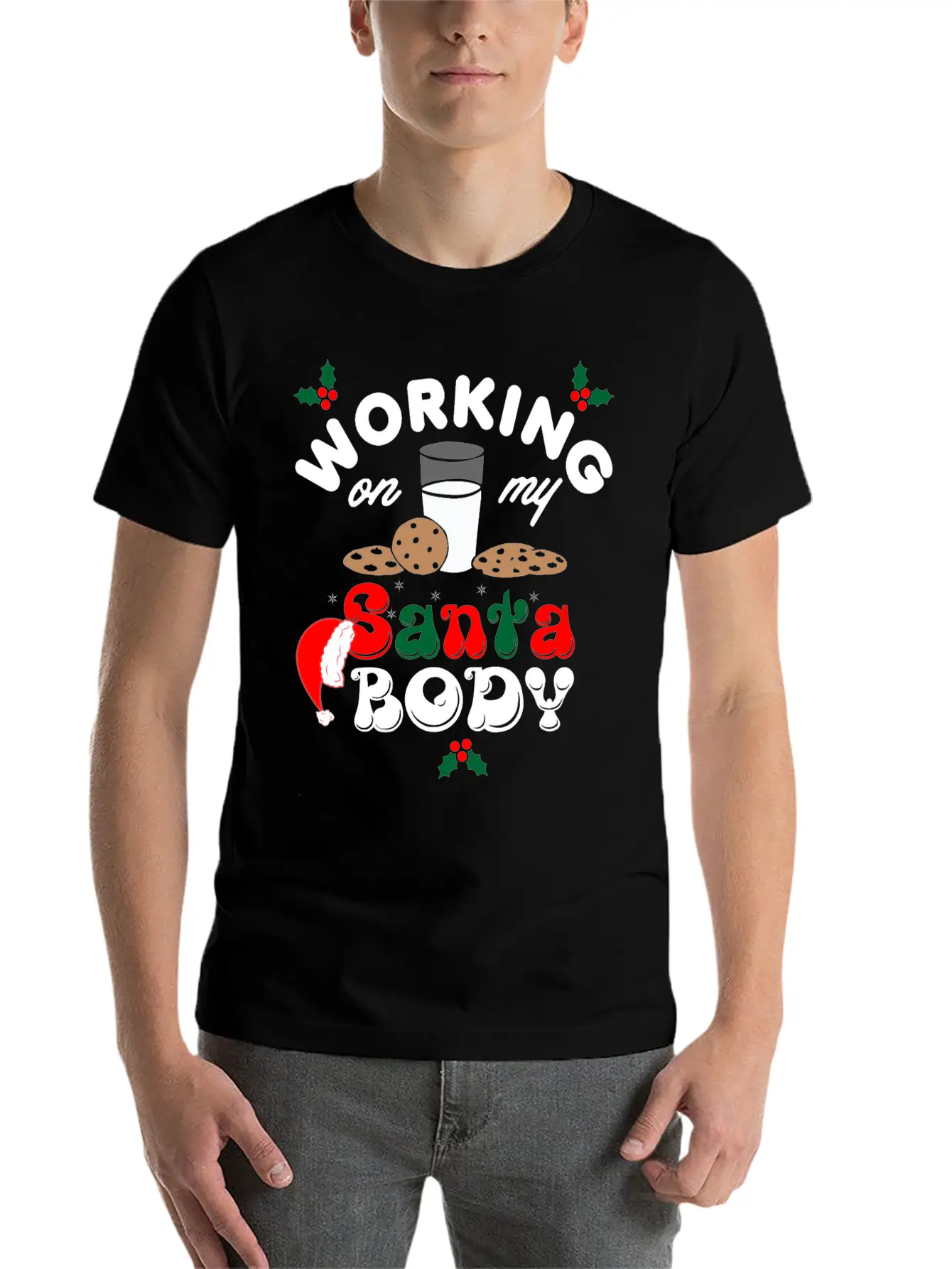 Working On My Santa Body Christmas Unisex Casual T-Shirt – Clean Design For Daily Comfort