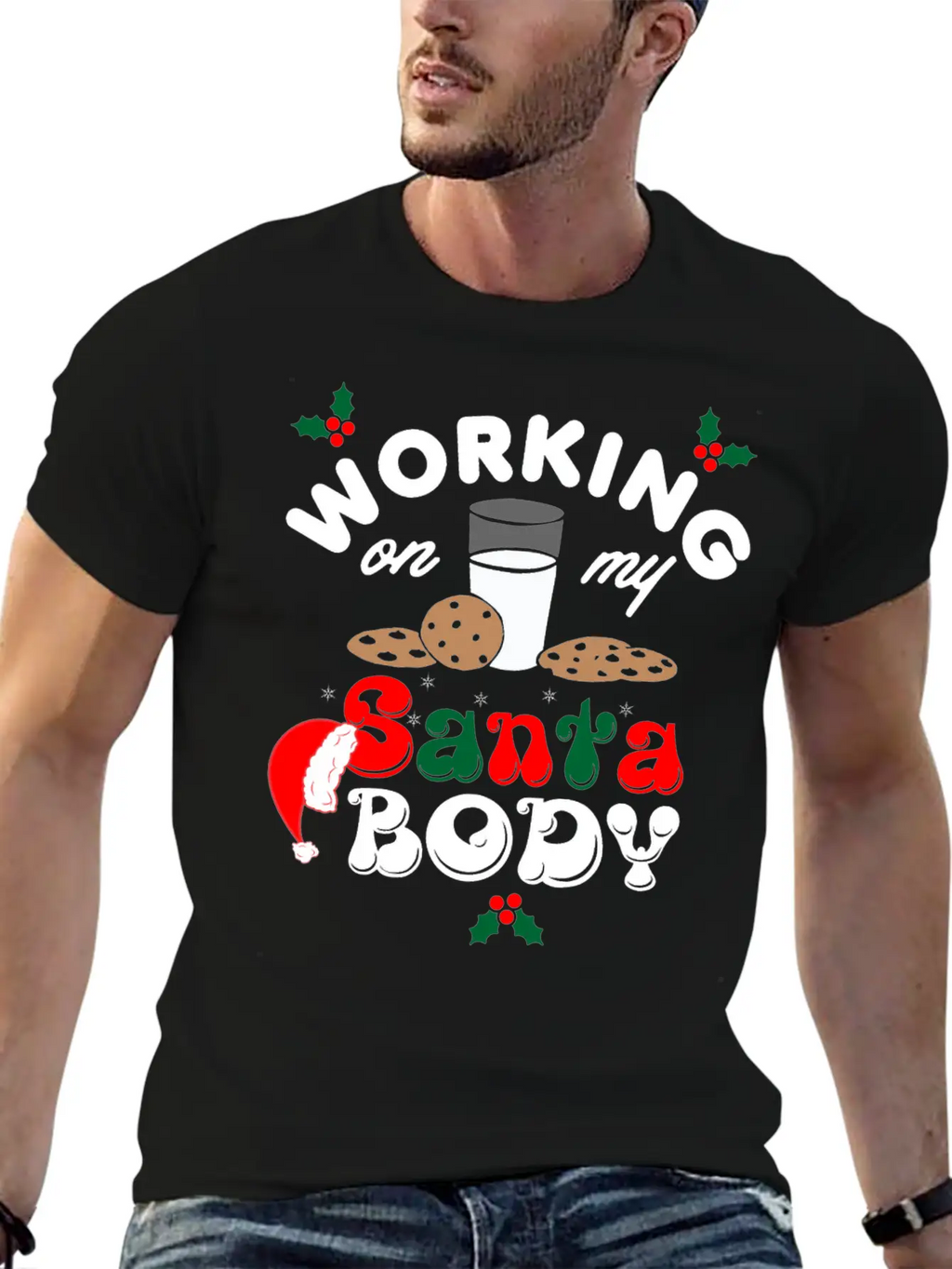 Working On My Santa Body Christmas Unisex Casual T-Shirt – Clean Design For Daily Comfort