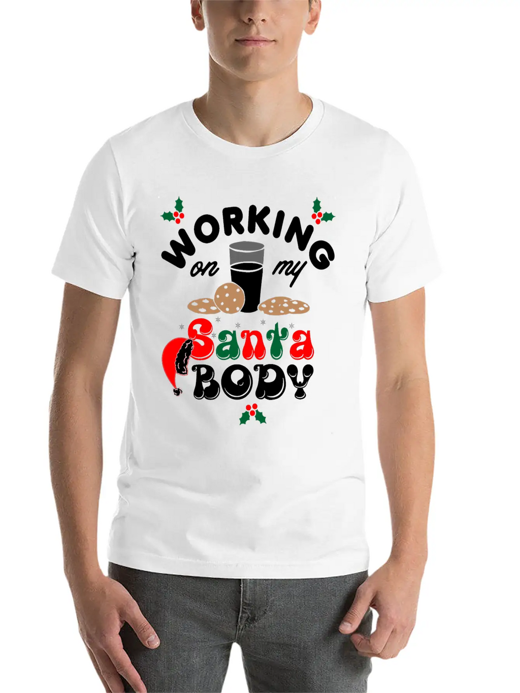 Working On My Santa Body Christmas Unisex Casual T-Shirt – Clean Design For Daily Comfort