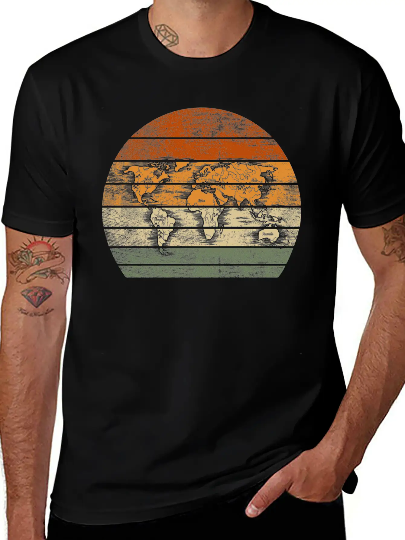 World Map For World Traveler Print Breathable Soft Cotton T-Shirt – Timeless Casual Look