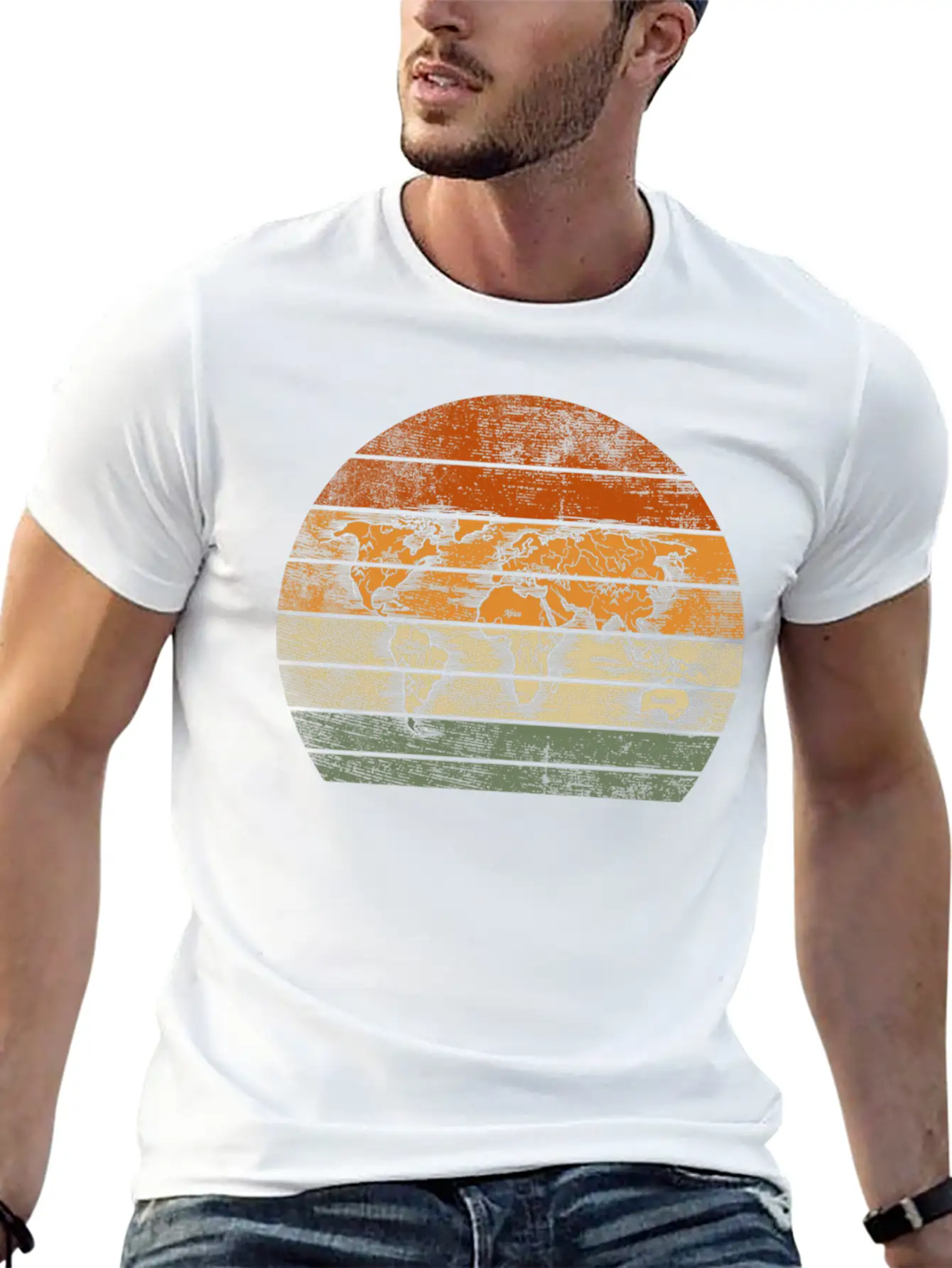 World Map For World Traveler Print Breathable Soft Cotton T-Shirt – Timeless Casual Look