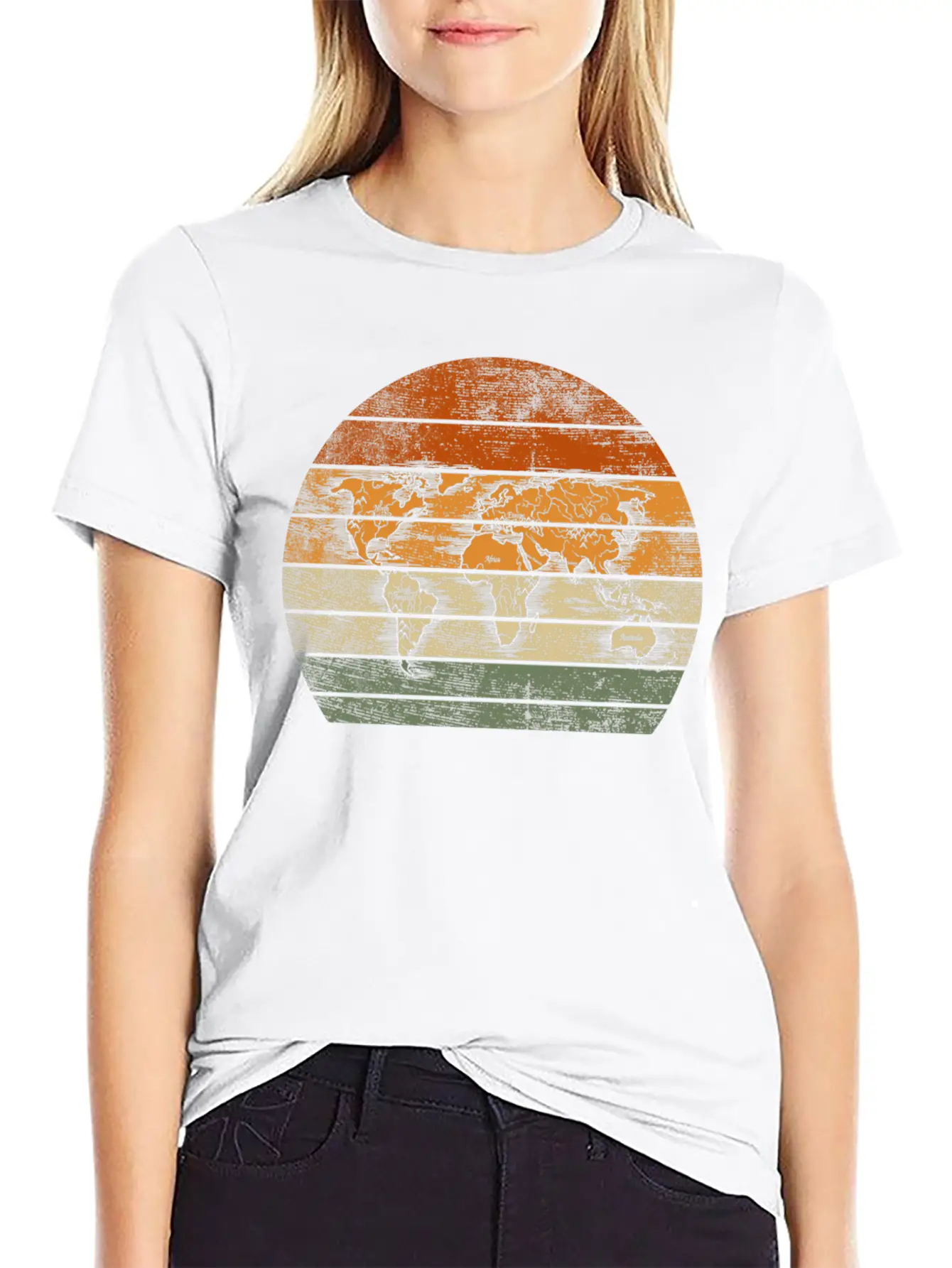 World Map For World Traveler Print Breathable Soft Cotton T-Shirt – Timeless Casual Look