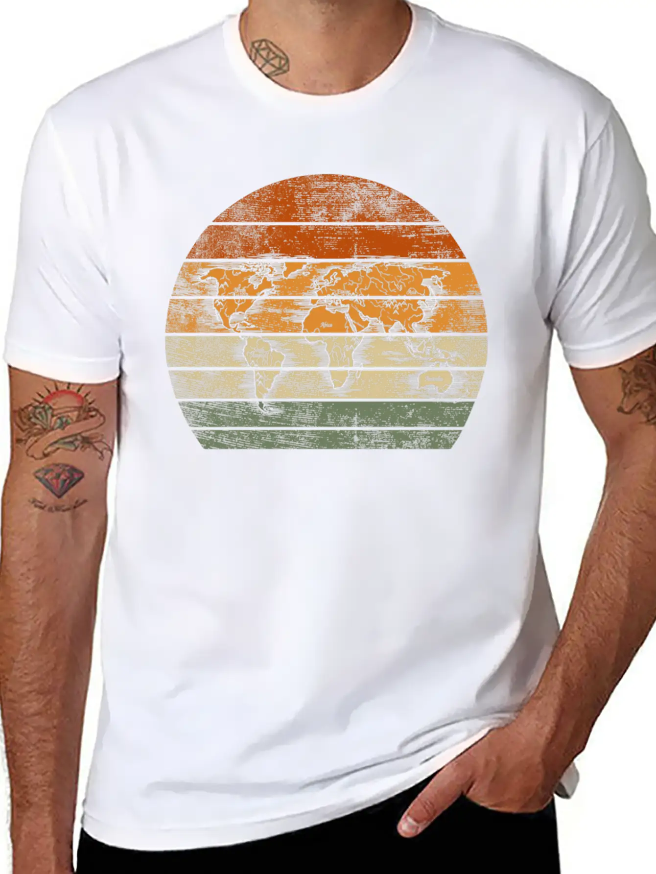 World Map For World Traveler Print Breathable Soft Cotton T-Shirt – Timeless Casual Look