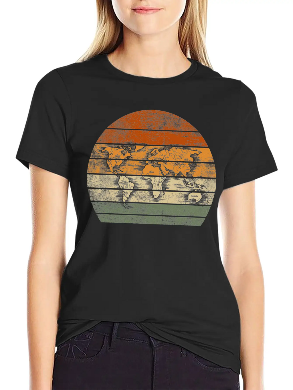 World Map For World Traveler Print Breathable Soft Cotton T-Shirt – Timeless Casual Look