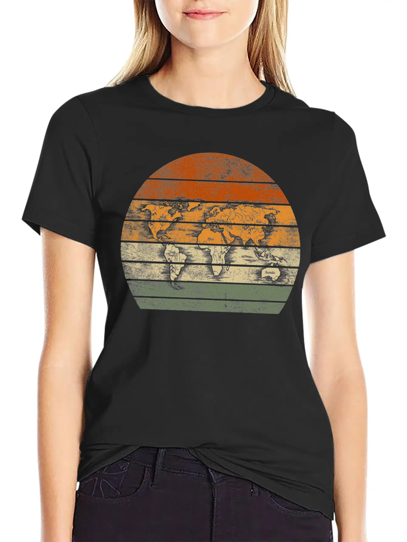 World Map For World Traveler Print Breathable Soft Cotton T-Shirt – Timeless Casual Look