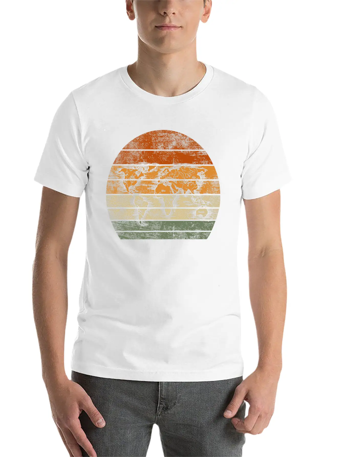 World Map For World Traveler Print Breathable Soft Cotton T-Shirt – Timeless Casual Look