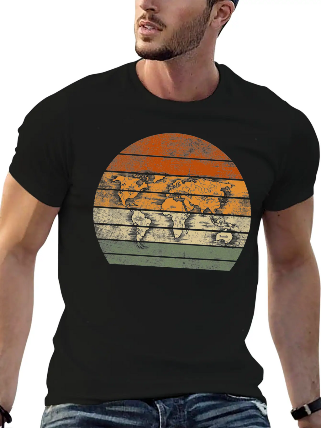 World Map For World Traveler Print Breathable Soft Cotton T-Shirt – Timeless Casual Look