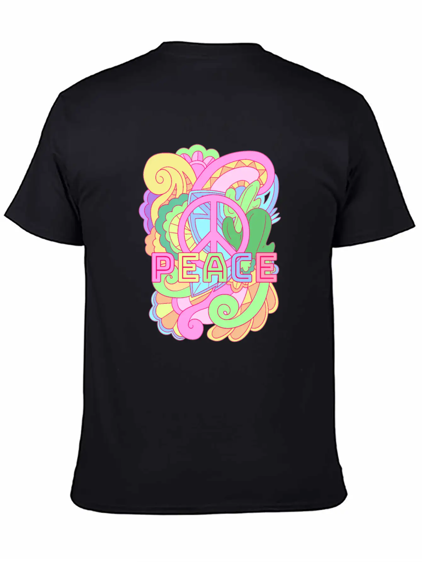 World Peace Sign Colorful Pastel Peaceful Hippies Essential Cotton Tee For Daily Outfits – Unisex Style