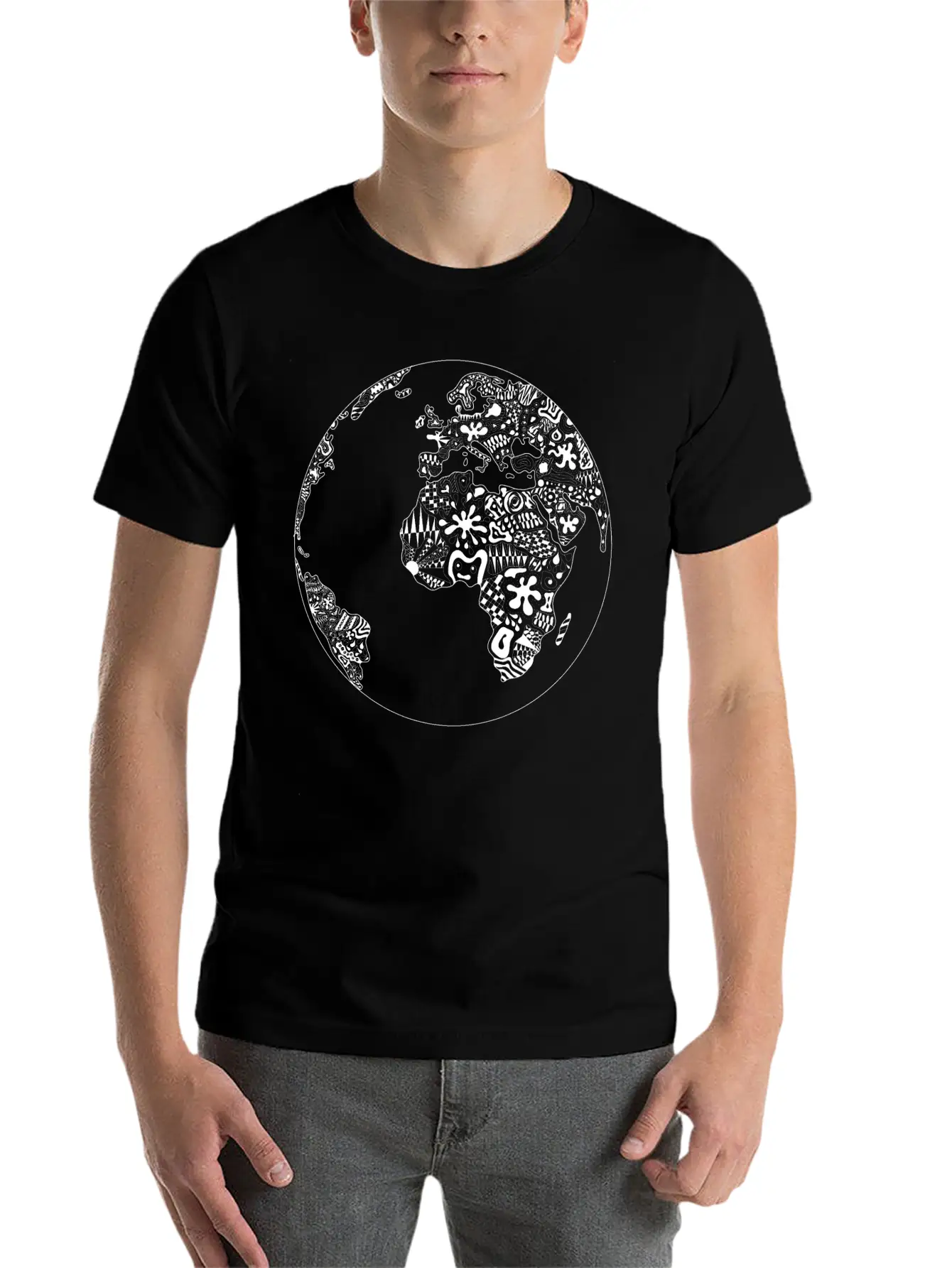 World Planet Ornaments Abstract Psychedelic Gift Casual Graphic T-Shirt – Simple And Comfortable Daily Wear