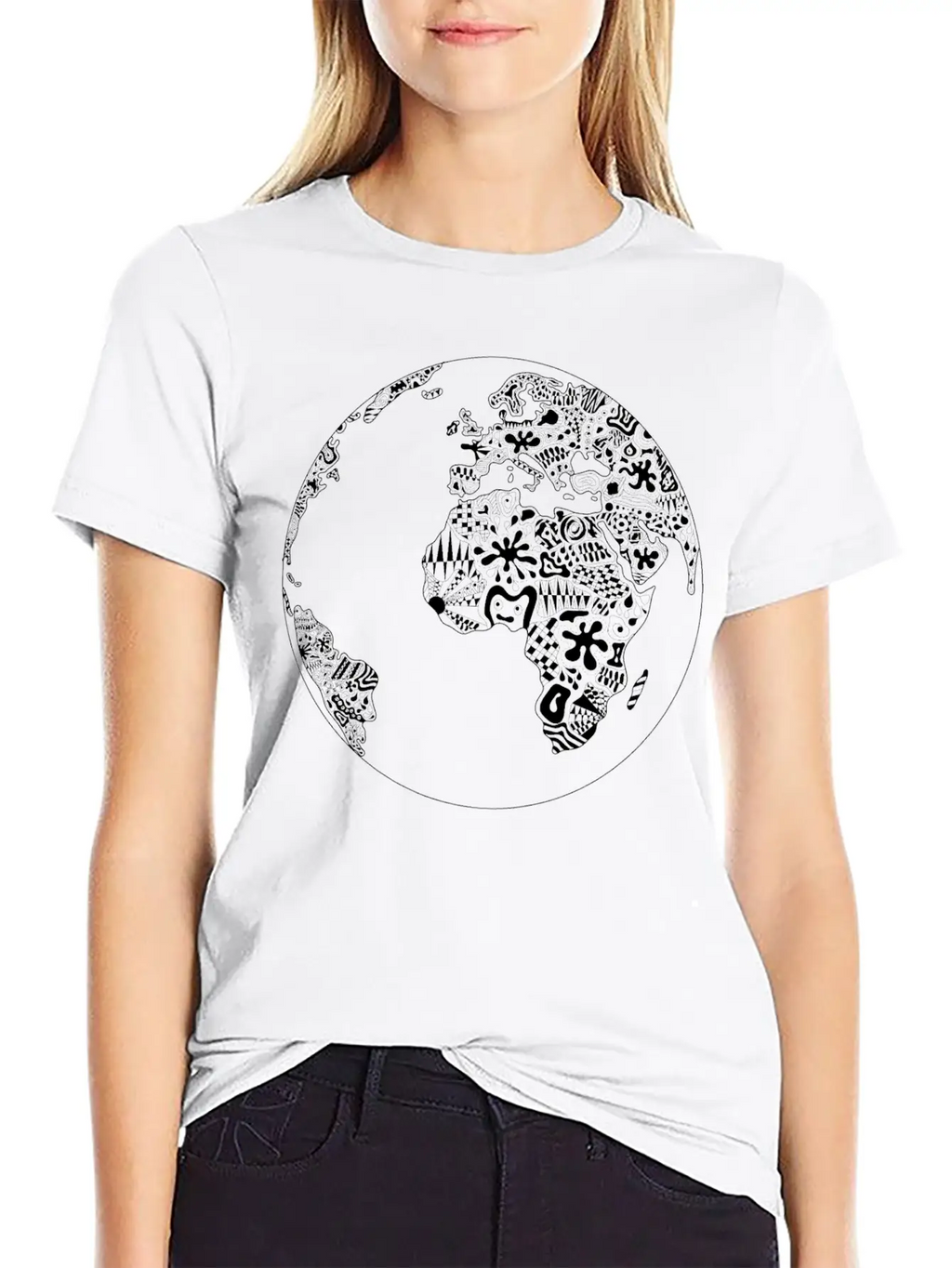 World Planet Ornaments Abstract Psychedelic Gift Casual Graphic T-Shirt – Simple And Comfortable Daily Wear