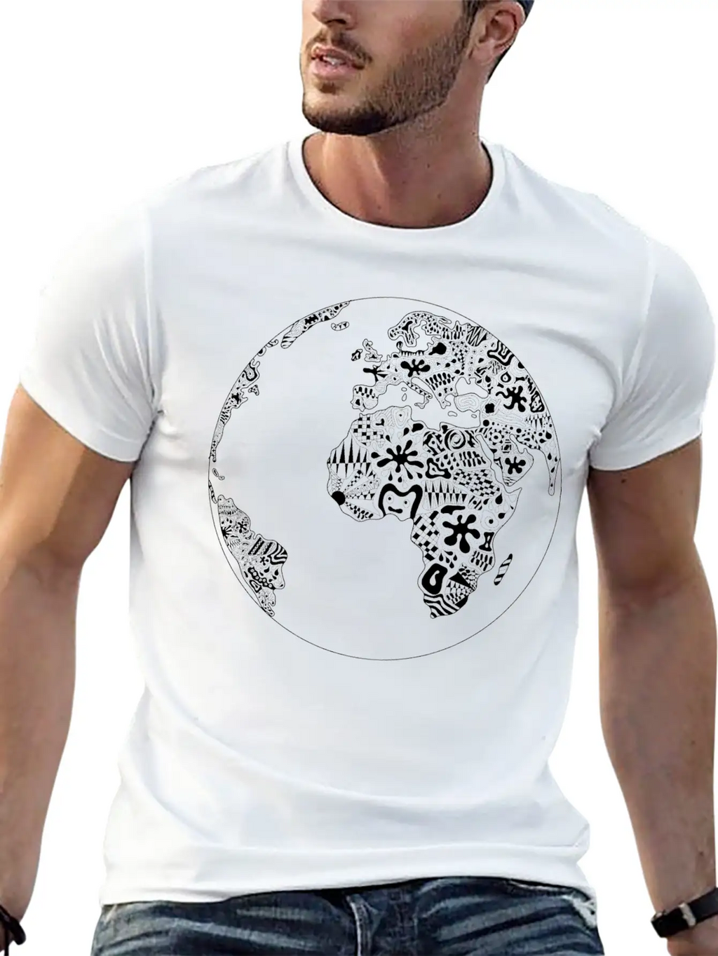 World Planet Ornaments Abstract Psychedelic Gift Casual Graphic T-Shirt – Simple And Comfortable Daily Wear