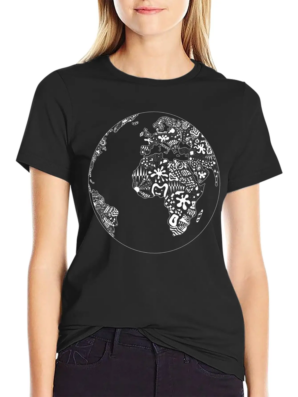 World Planet Ornaments Abstract Psychedelic Gift Casual Graphic T-Shirt – Simple And Comfortable Daily Wear