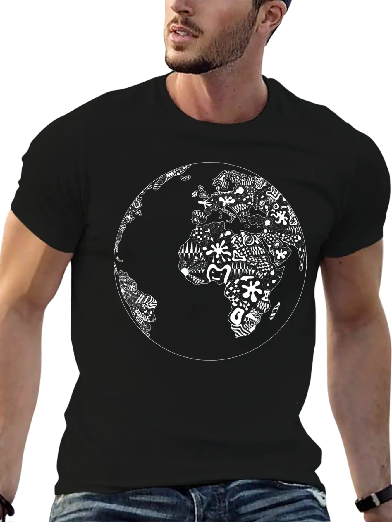 World Planet Ornaments Abstract Psychedelic Gift Casual Graphic T-Shirt – Simple And Comfortable Daily Wear