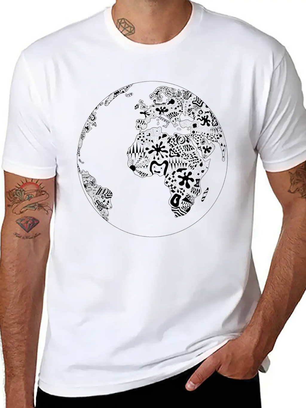 World Planet Ornaments Abstract Psychedelic Gift Casual Graphic T-Shirt – Simple And Comfortable Daily Wear