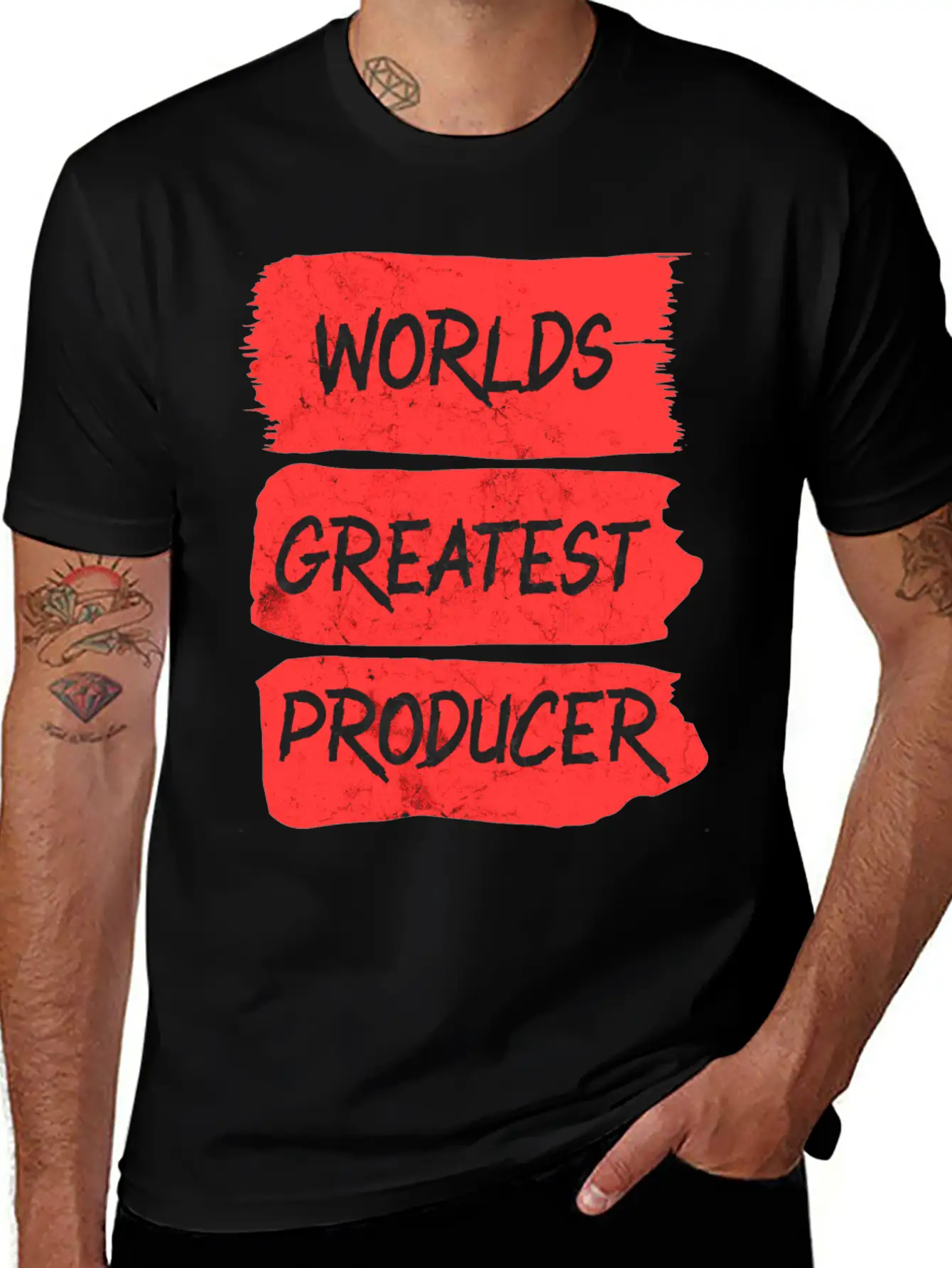 Worlds Greatest Producer Brushstroke Design Unisex Casual T-Shirt – Clean Design For Daily Comfort
