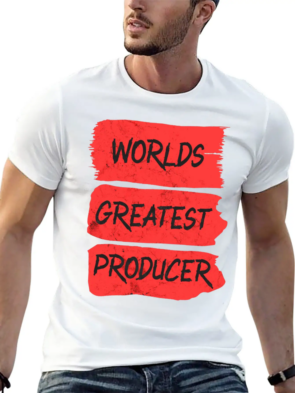 Worlds Greatest Producer Brushstroke Design Unisex Casual T-Shirt – Clean Design For Daily Comfort