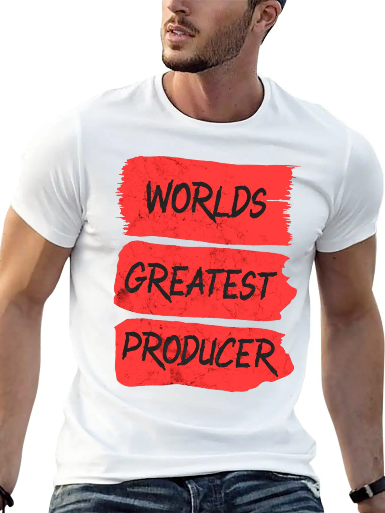 Worlds Greatest Producer Brushstroke Design Unisex Casual T-Shirt – Clean Design For Daily Comfort