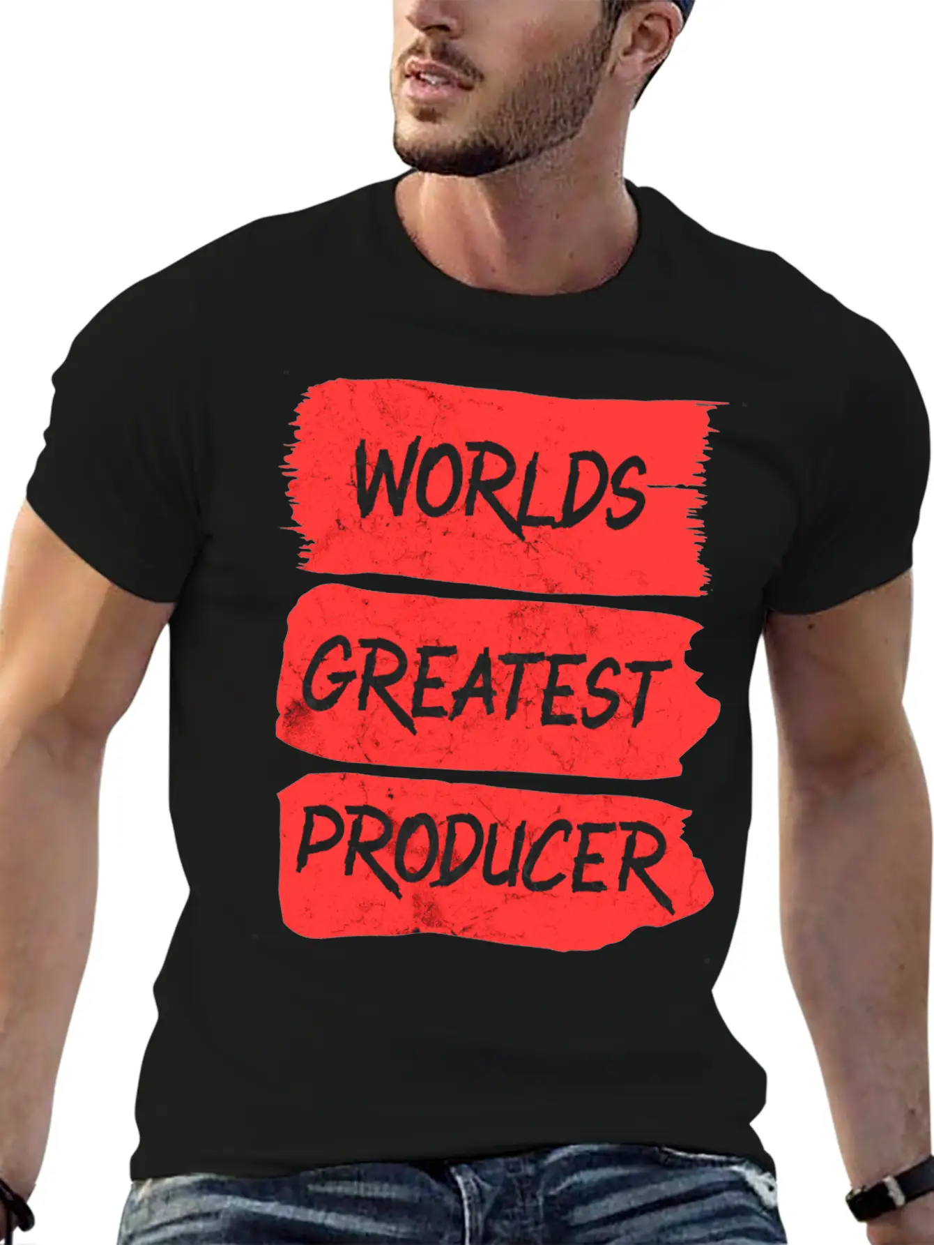 Worlds Greatest Producer Brushstroke Design Unisex Casual T-Shirt – Clean Design For Daily Comfort
