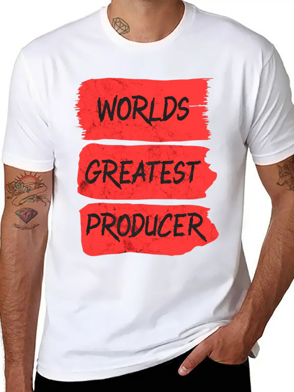Worlds Greatest Producer Brushstroke Design Unisex Casual T-Shirt – Clean Design For Daily Comfort