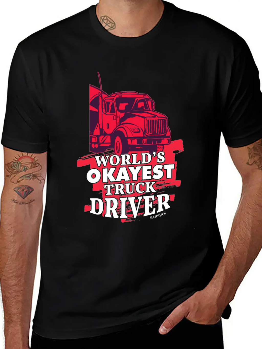 World's Okayest Truck Driver Casual Graphic T-Shirt – Simple And Comfortable Daily Wear