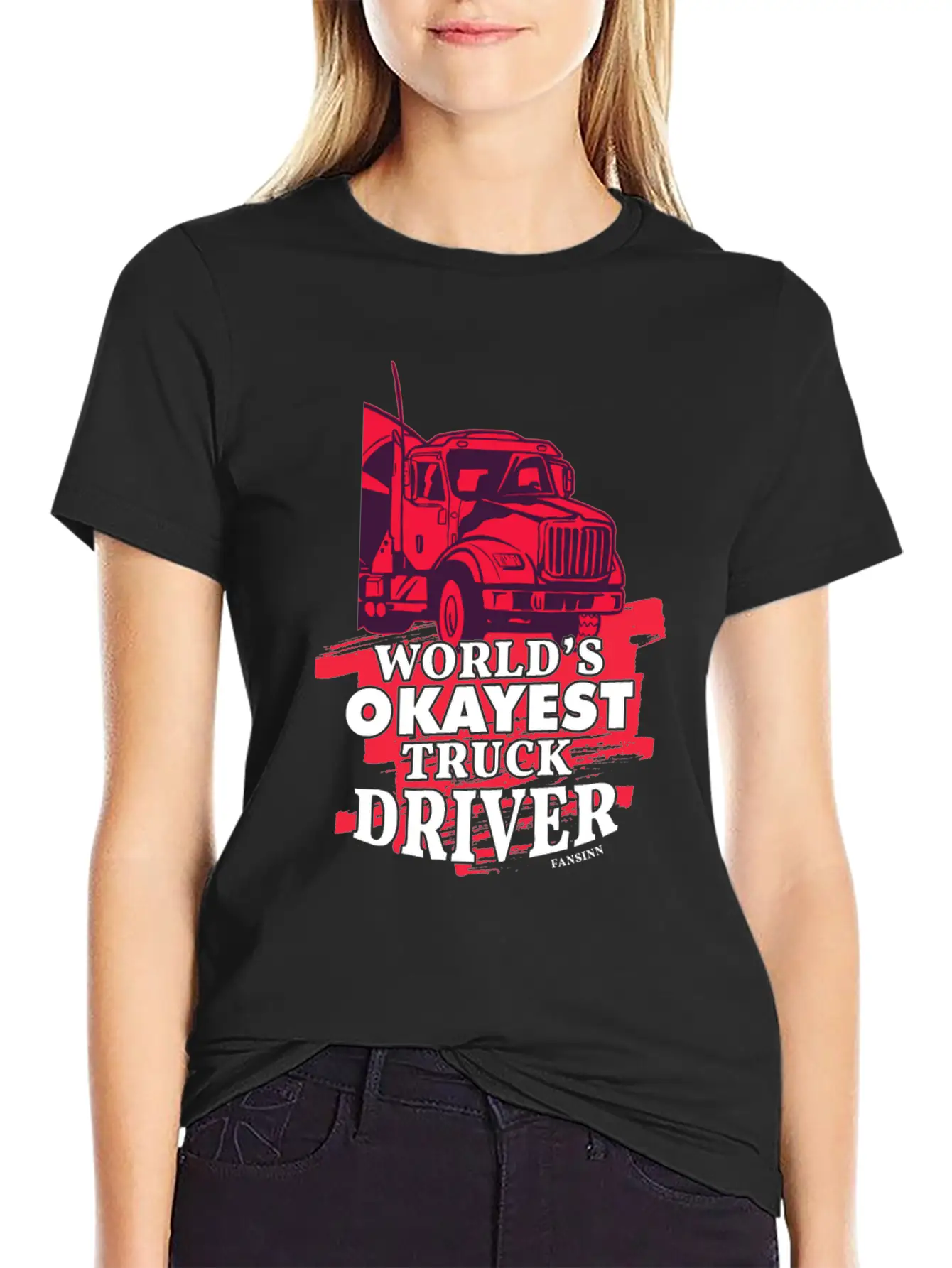 World's Okayest Truck Driver Casual Graphic T-Shirt – Simple And Comfortable Daily Wear