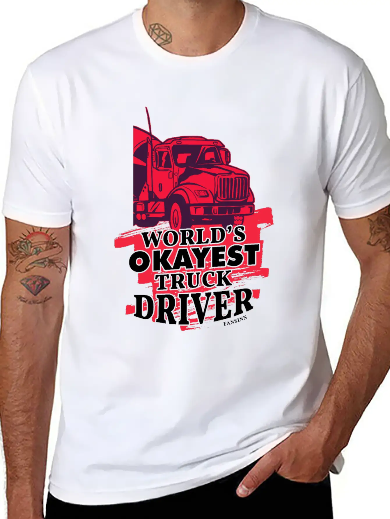 World's Okayest Truck Driver Casual Graphic T-Shirt – Simple And Comfortable Daily Wear