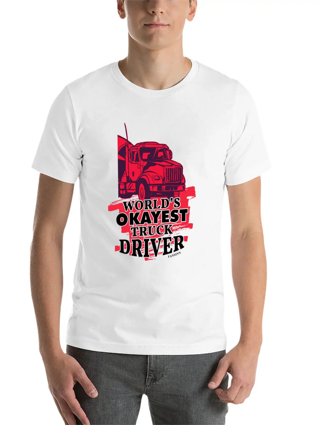 World's Okayest Truck Driver Casual Graphic T-Shirt – Simple And Comfortable Daily Wear