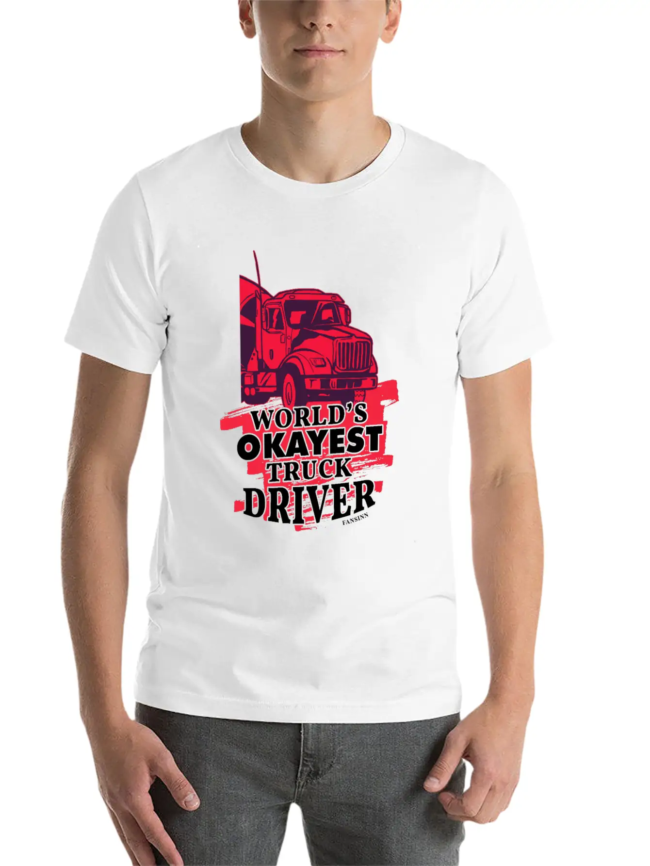 World's Okayest Truck Driver Casual Graphic T-Shirt – Simple And Comfortable Daily Wear