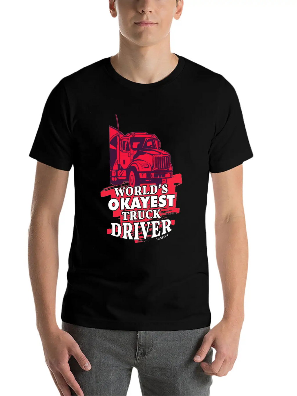 World's Okayest Truck Driver Casual Graphic T-Shirt – Simple And Comfortable Daily Wear