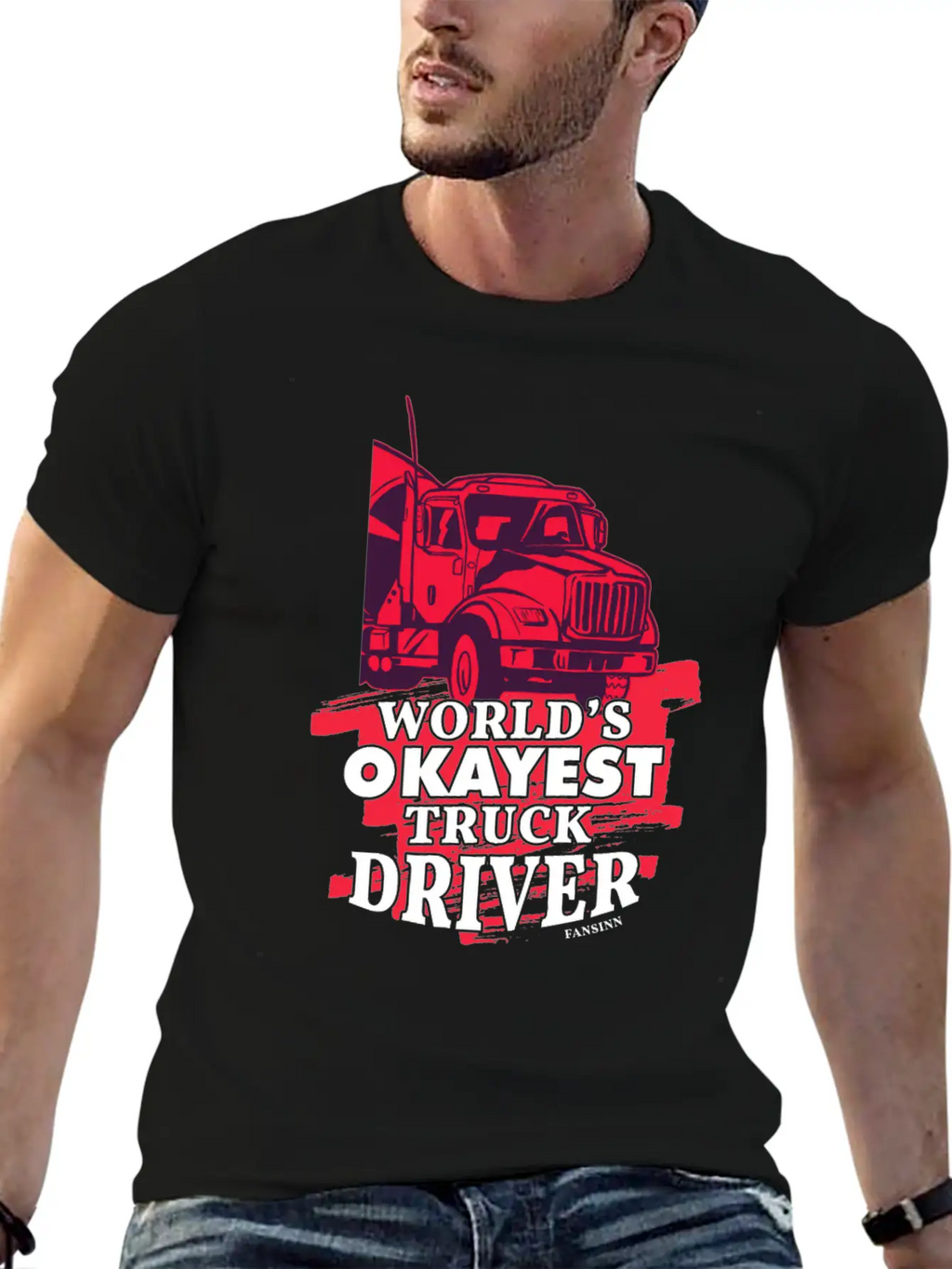 World's Okayest Truck Driver Casual Graphic T-Shirt – Simple And Comfortable Daily Wear