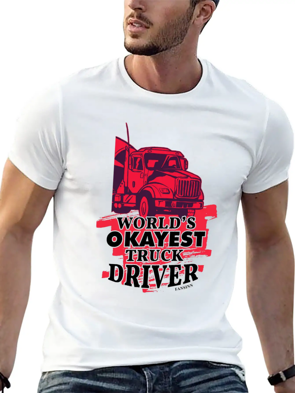 World's Okayest Truck Driver Casual Graphic T-Shirt – Simple And Comfortable Daily Wear