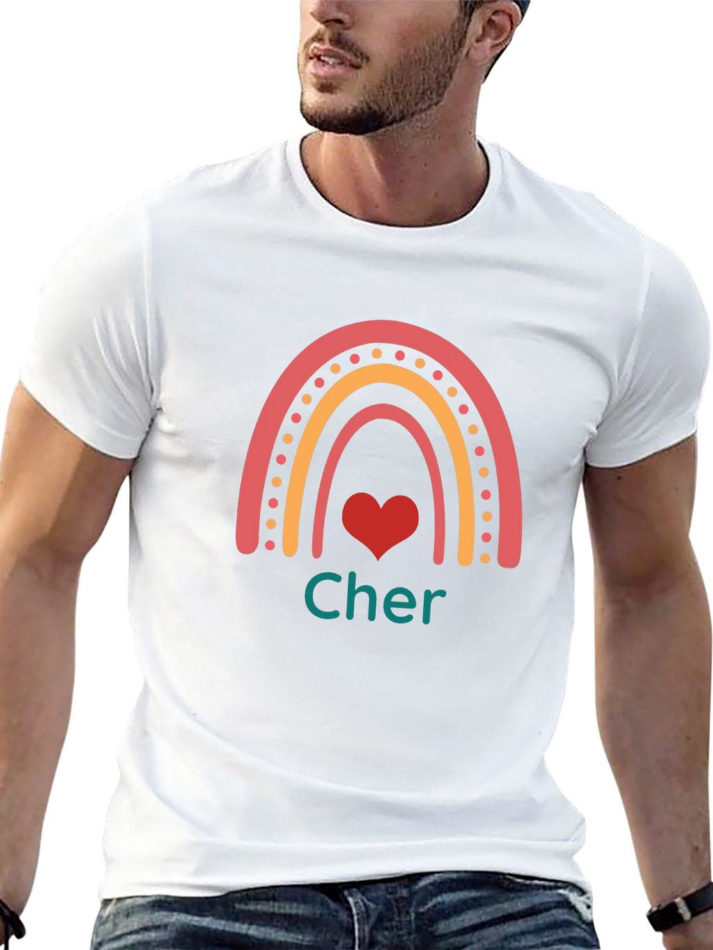 Cher Rainbow Heart Black T-Shirt