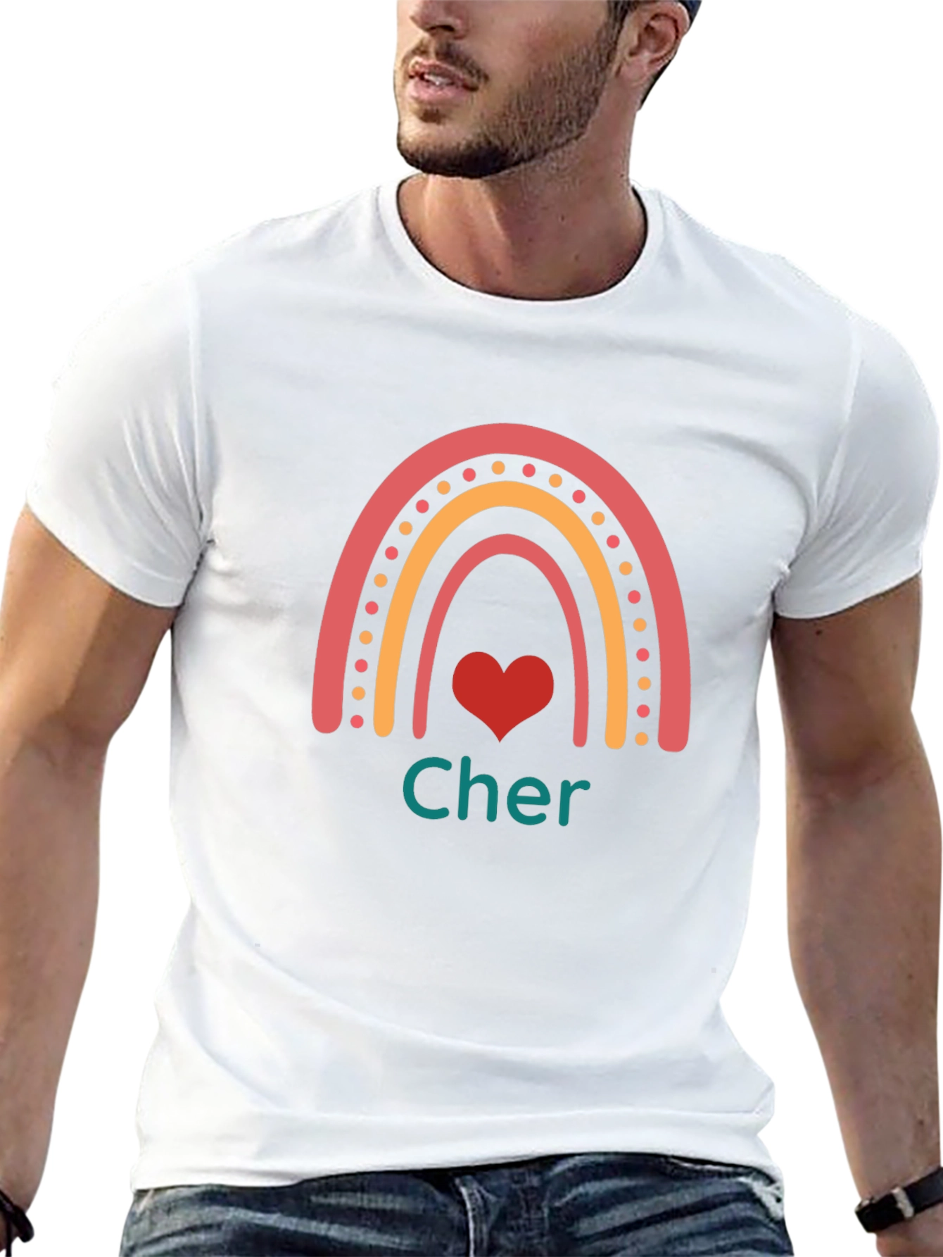 Cher Rainbow Heart Black T-Shirt