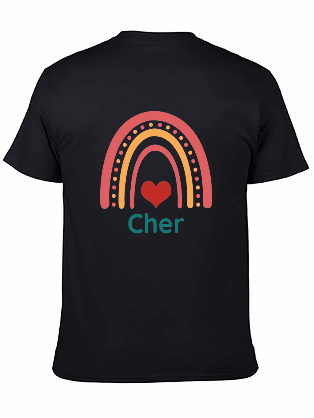 Cher Rainbow Heart Black T-Shirt