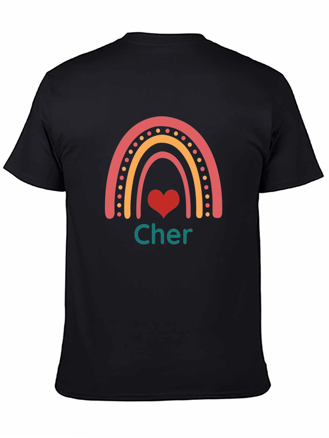 Cher Rainbow Heart Black T-Shirt
