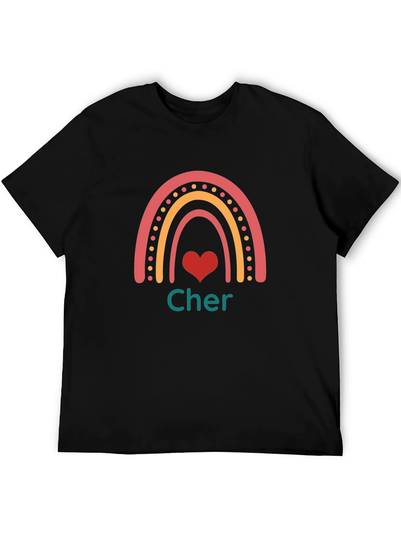 Cher Rainbow Heart Black T-Shirt