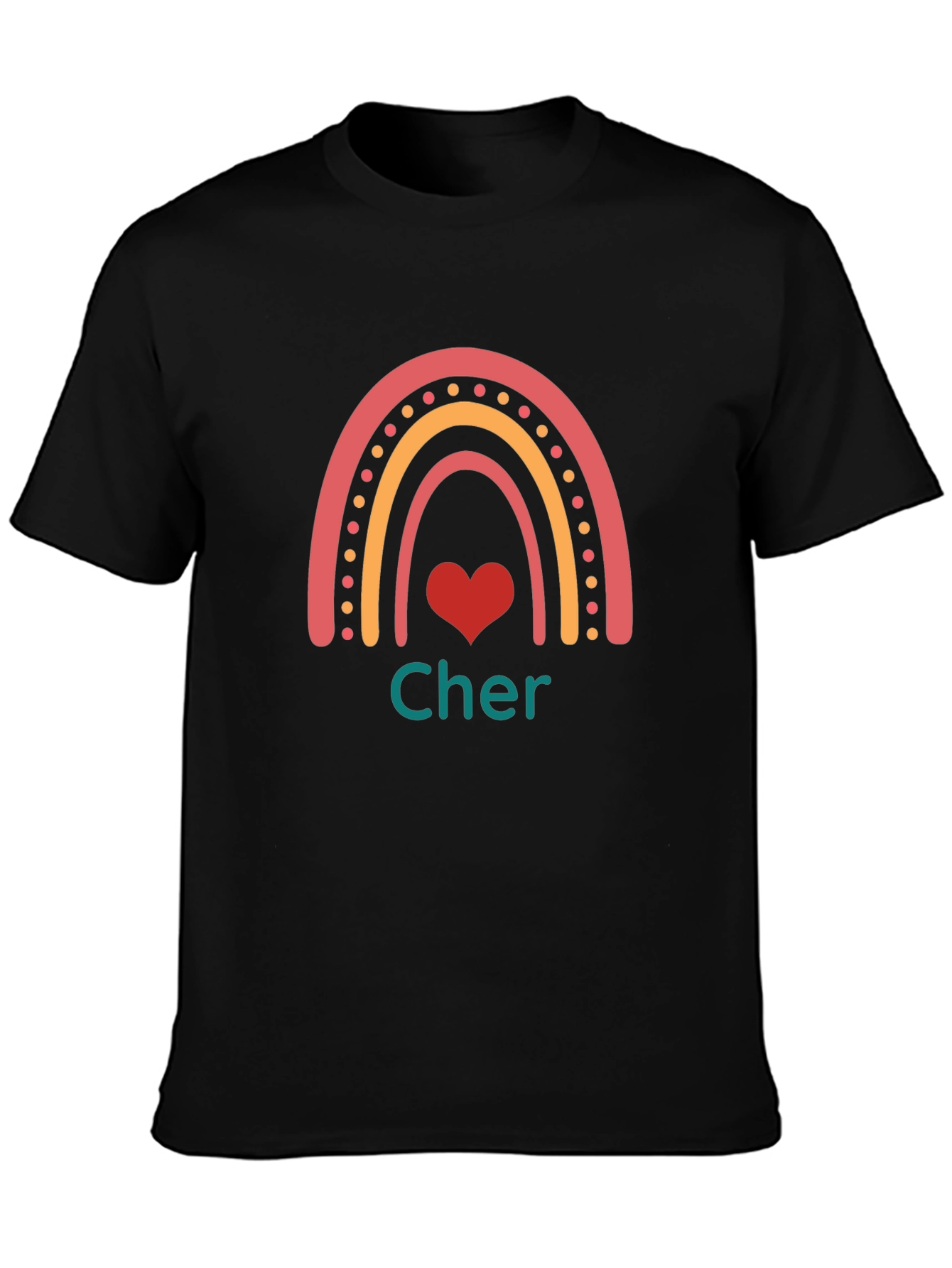 Cher Rainbow Heart Black T-Shirt