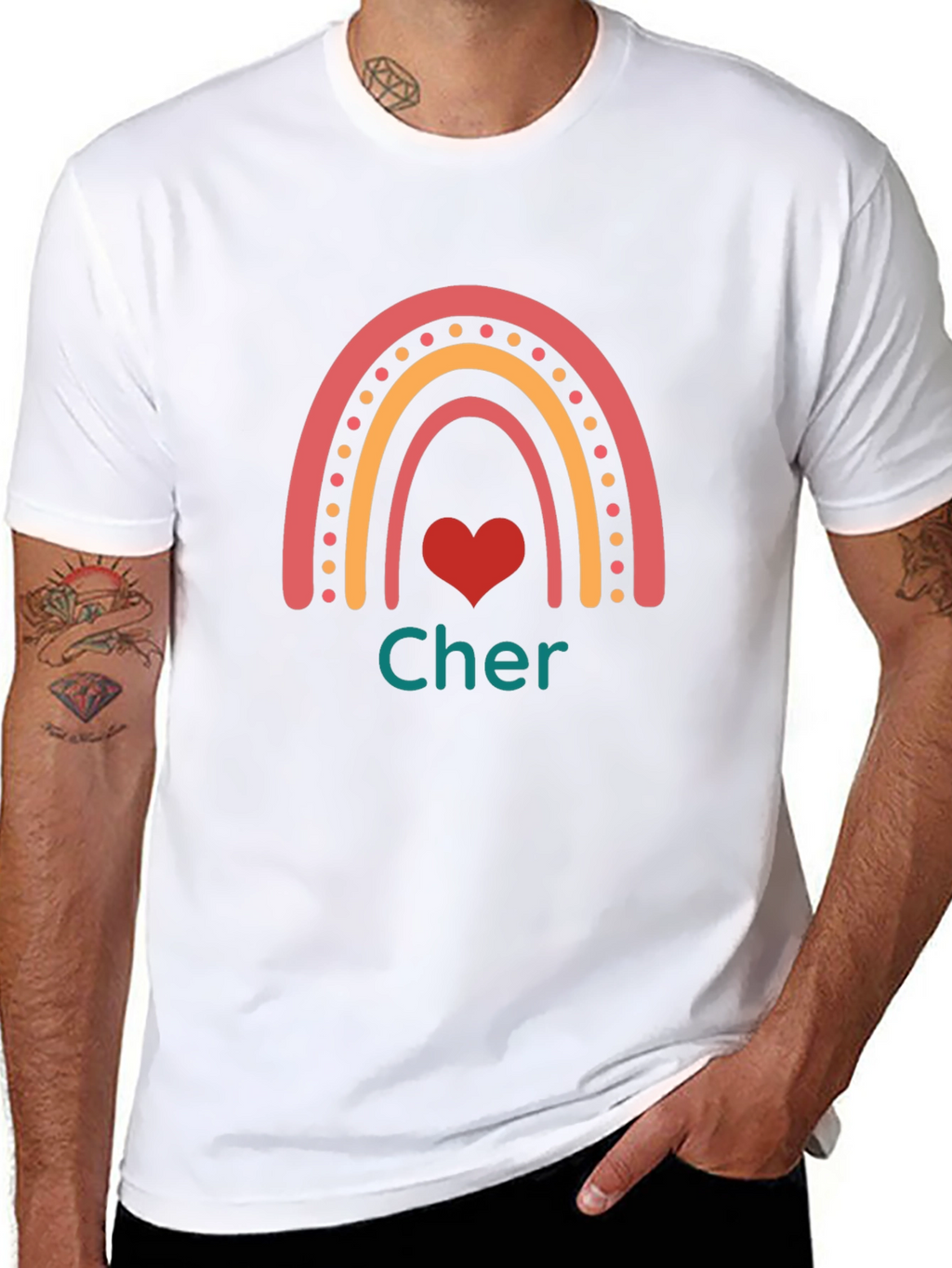 Cher Rainbow Heart Black T-Shirt