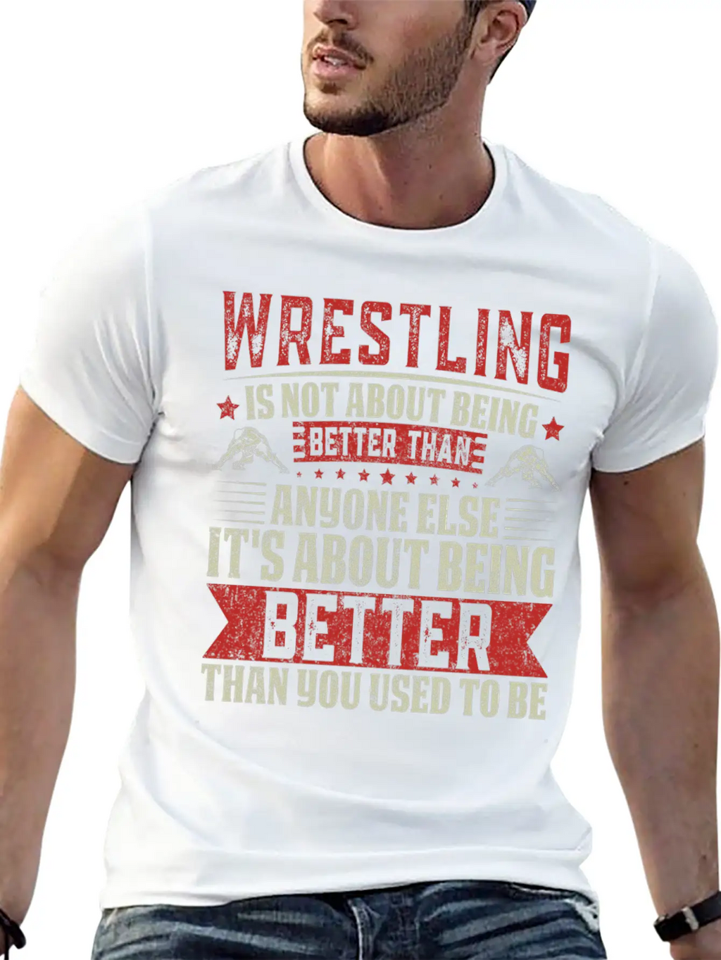 Wrestling Is About Self-Improvement Unisex Short Sleeve Soft Cotton T-Shirt – Casual Everyday Wear