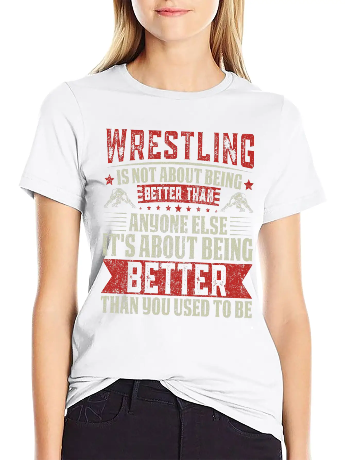 Wrestling Is About Self-Improvement Unisex Short Sleeve Soft Cotton T-Shirt – Casual Everyday Wear
