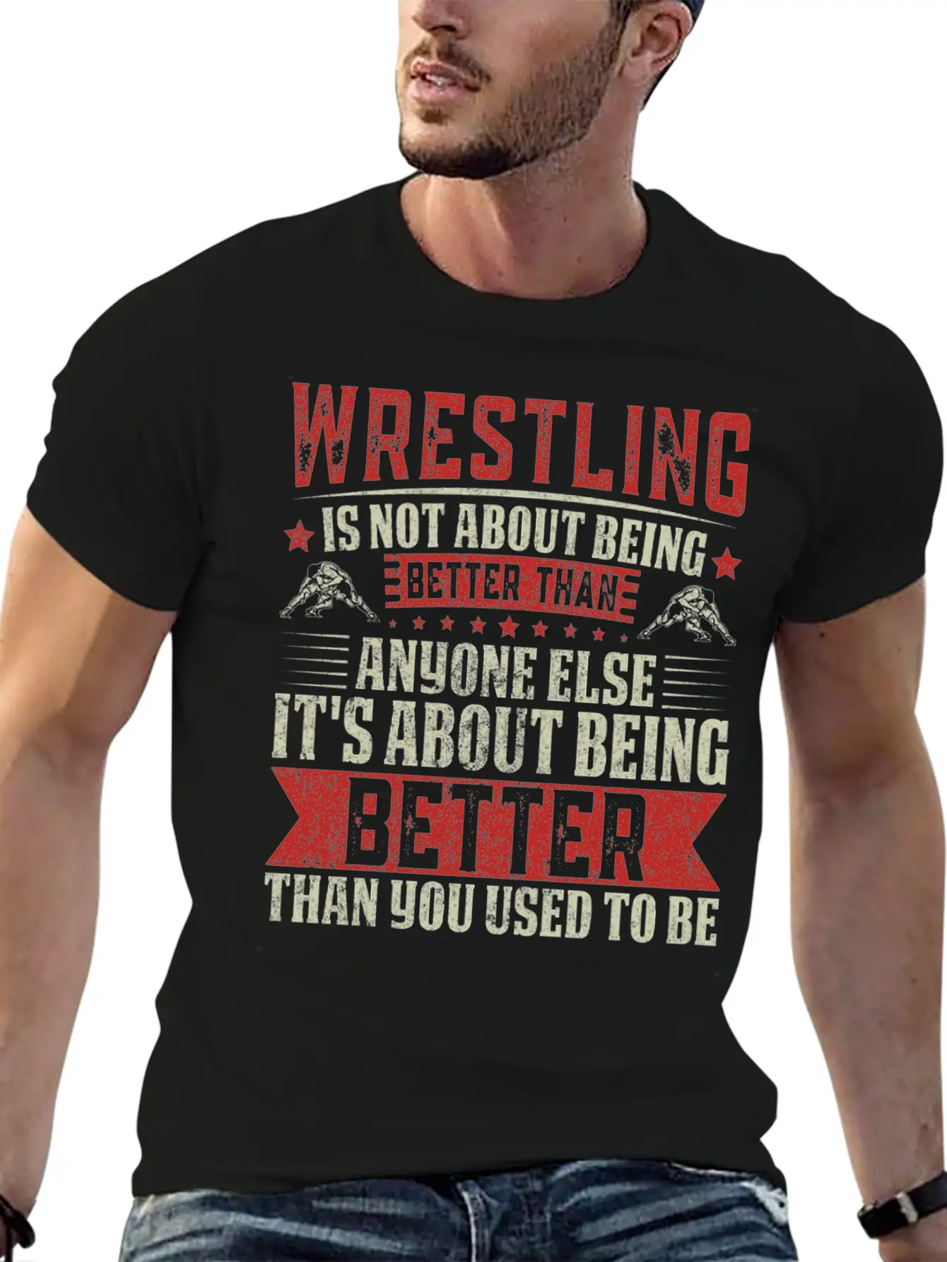 Wrestling Is About Self-Improvement Unisex Short Sleeve Soft Cotton T-Shirt – Casual Everyday Wear