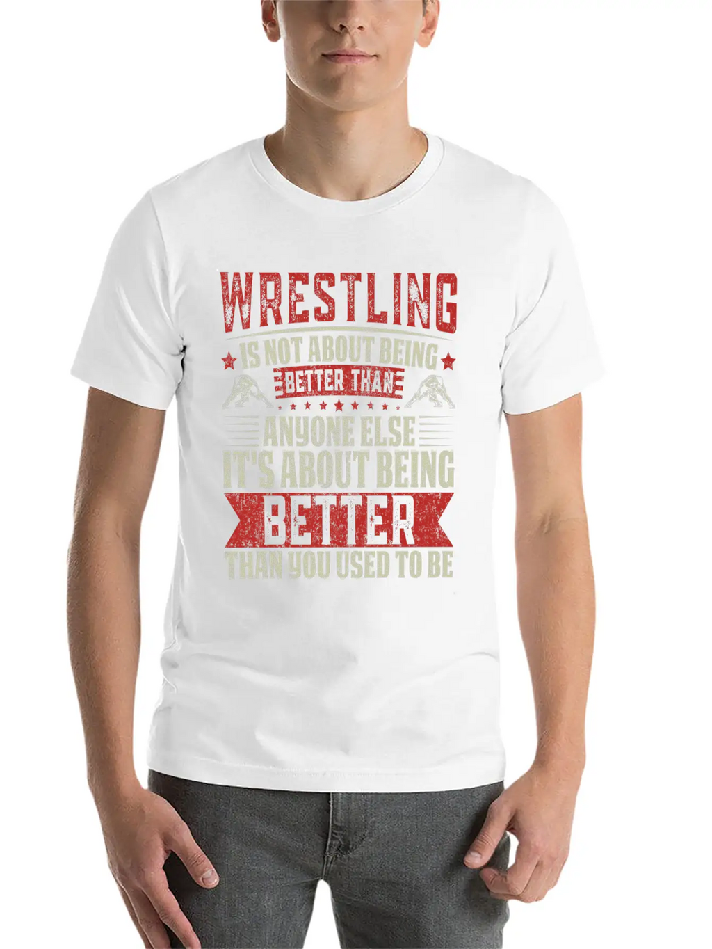 Wrestling Is About Self-Improvement Unisex Short Sleeve Soft Cotton T-Shirt – Casual Everyday Wear