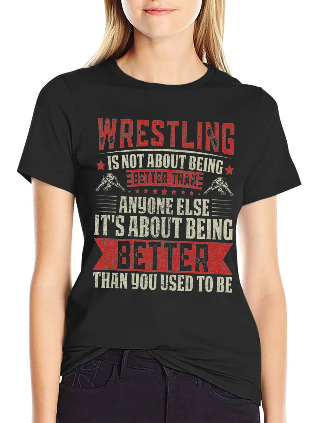 Wrestling Is About Self-Improvement Unisex Short Sleeve Soft Cotton T-Shirt – Casual Everyday Wear
